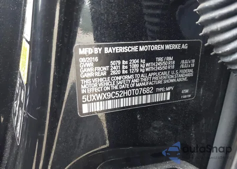 2017 BMW X3 xDrive28I from USA, damaged, VIN 5UXWX9C52H0T07682